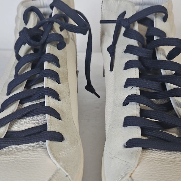 P448 White and Blue Sneakers Classic High-Top Design - Picture 12 of 14